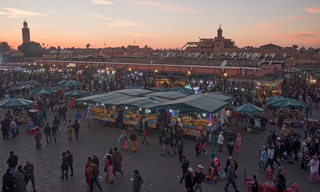 Billede af et marked i Marrakesh